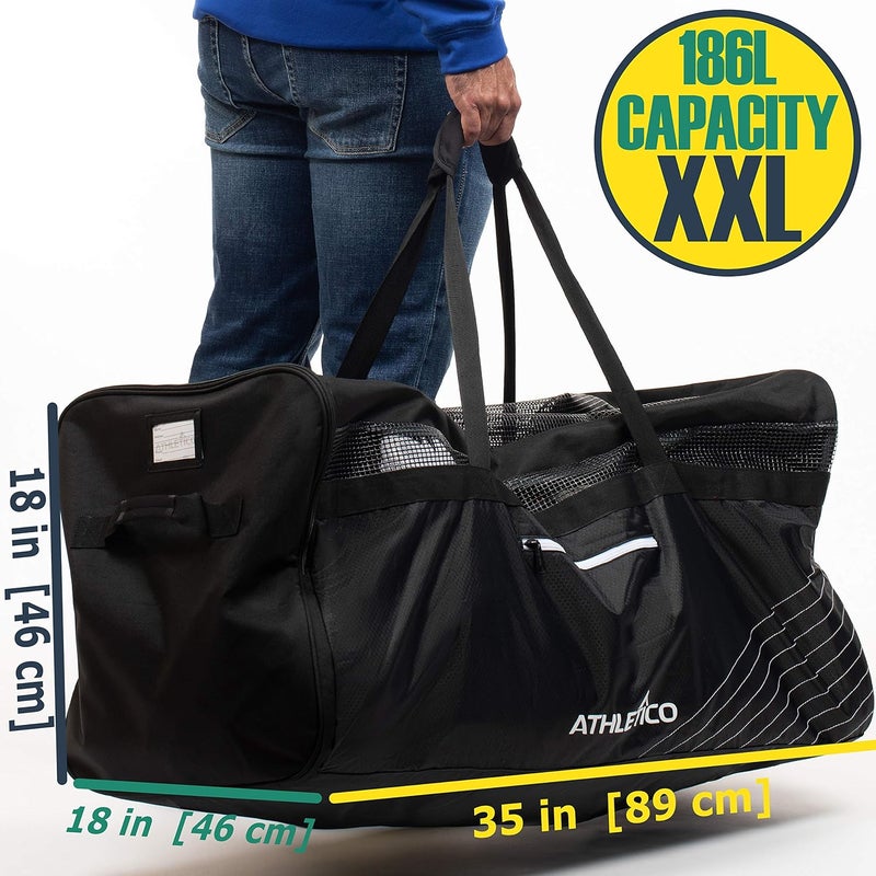 Athletico حقيبة هوكي دفل - 35" حقيبة هوكي كبيرة XXL للسفر للمعدات والعتاد، مع منظم كادي المضمن (خلفي) - Image 5